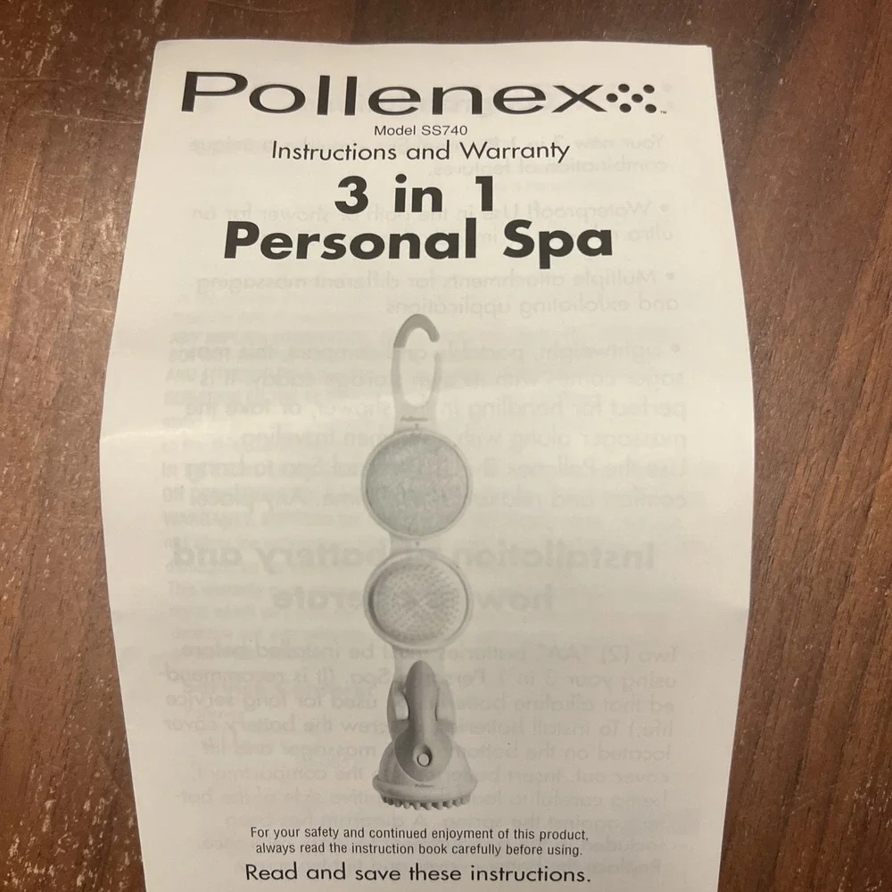 Pollenex S5740 Personal Spa Cordless Massager 3 Attachments